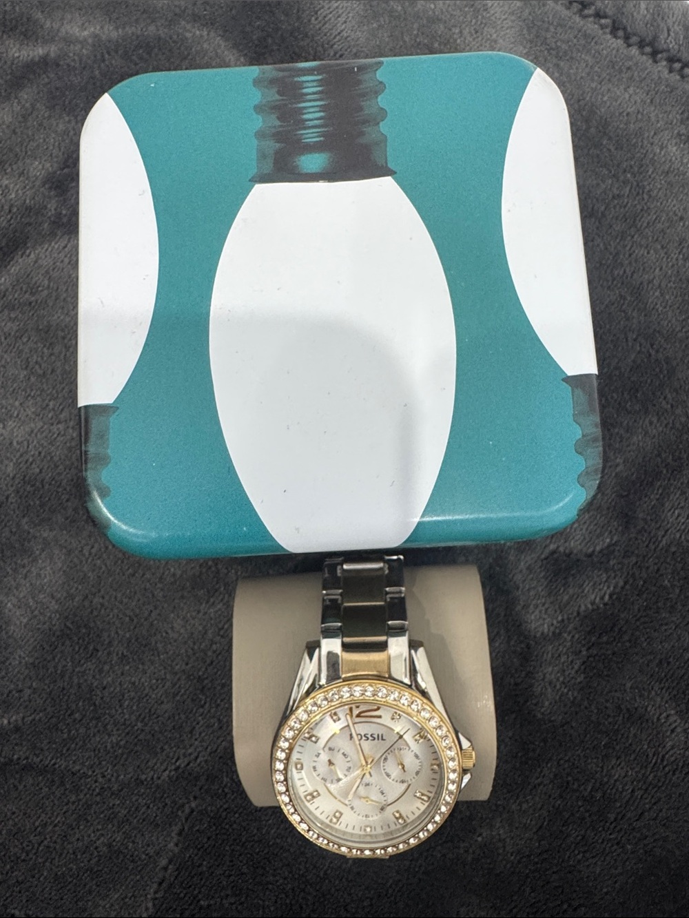 Fossil Two-Tone Silver and Gold Crystal Bezel Women's Watch - Picture 2 of 7